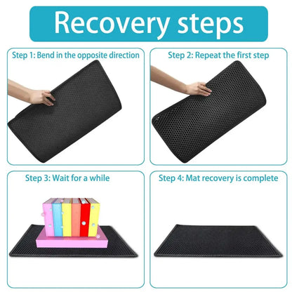 Double Layer Waterproof Cat Litter Mat with Non-Slip Design - Washable Pet Litter Box Pad and Cleaning Mat