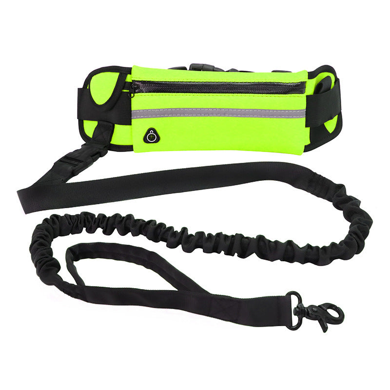 Hands-Free Dog Leash and Training Belt with Shock-Absorbing Bungee for Large Dogs Up to 180 lbs, Featuring Phone Pocket and Water Bottle Holder