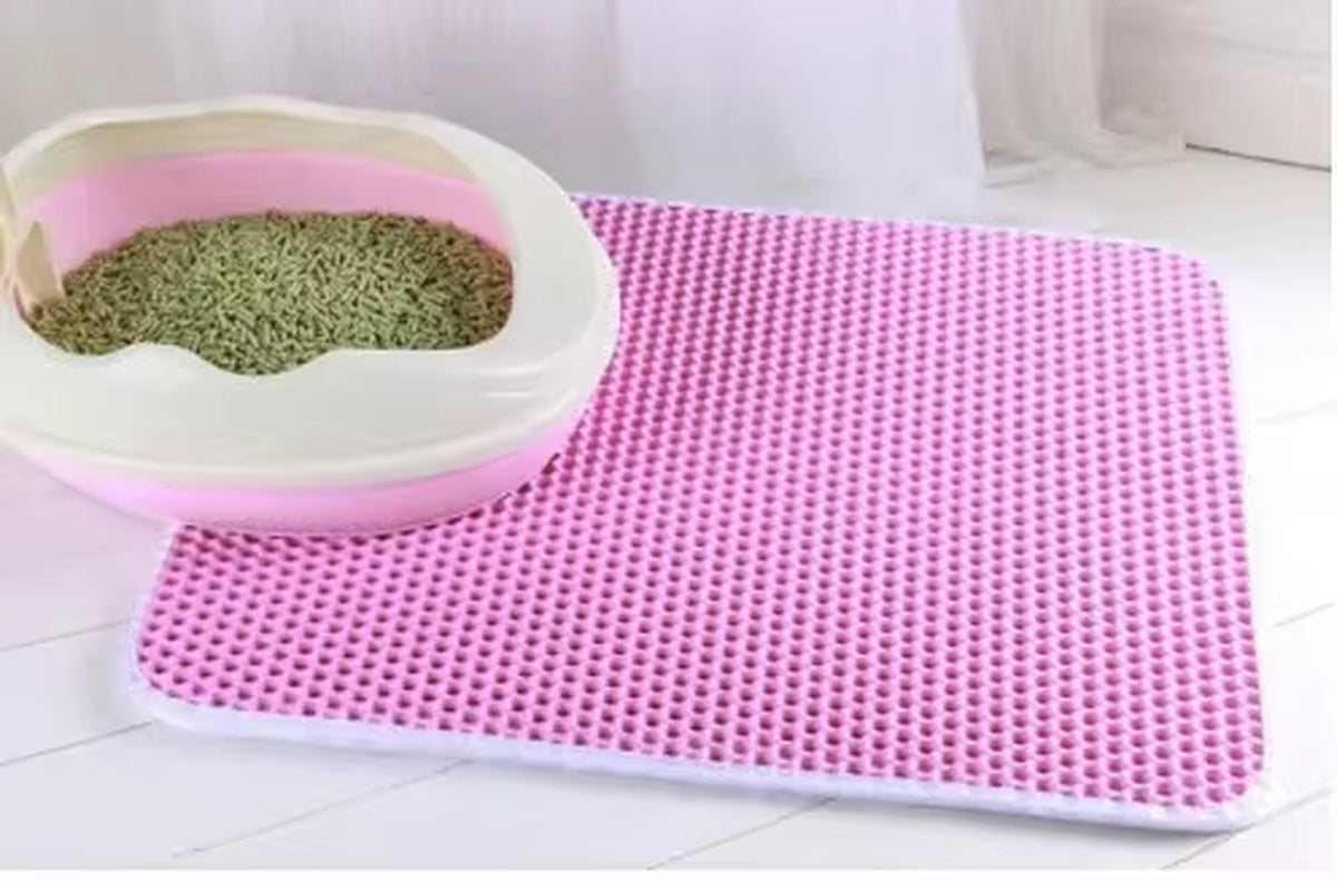 Double Layer Waterproof Cat Litter Mat with Non-Slip Design - Washable Pet Litter Box Pad and Cleaning Mat