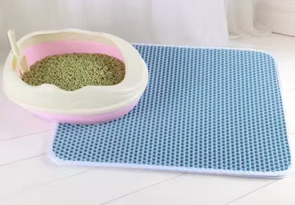 Double Layer Waterproof Cat Litter Mat with Non-Slip Design - Washable Pet Litter Box Pad and Cleaning Mat