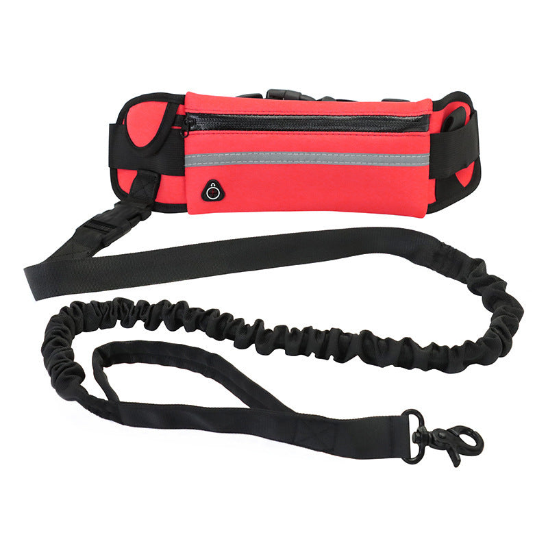 Hands-Free Dog Leash and Training Belt with Shock-Absorbing Bungee for Large Dogs Up to 180 lbs, Featuring Phone Pocket and Water Bottle Holder