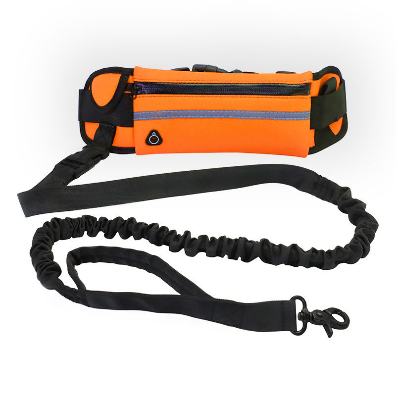 Hands-Free Dog Leash and Training Belt with Shock-Absorbing Bungee for Large Dogs Up to 180 lbs, Featuring Phone Pocket and Water Bottle Holder