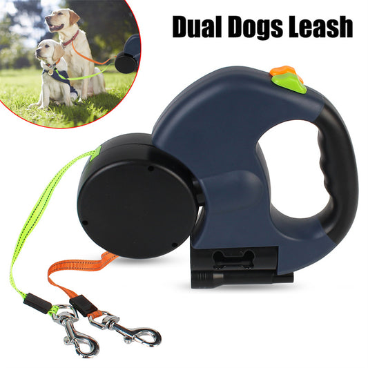Premium Retractable Dog Leash for Small Breeds - Reflective Dual Lead with 360° Swivel and Integrated Lighting