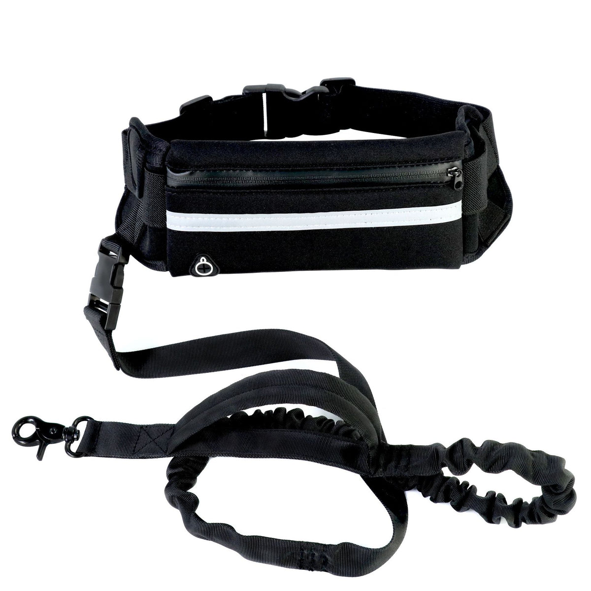 Hands-Free Dog Leash and Training Belt with Shock-Absorbing Bungee for Large Dogs Up to 180 lbs, Featuring Phone Pocket and Water Bottle Holder