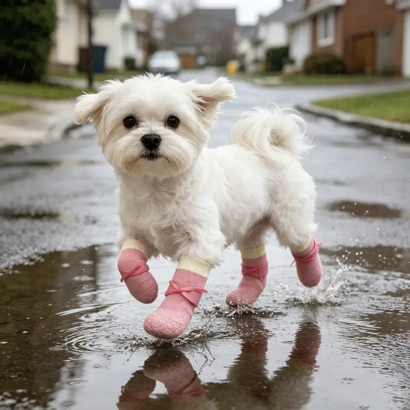 Waterproof Pet Boots and Socks for Paw Protection, Non-Slip Dog Covers for Rainy Days and Snow Walking, Ideal for Small to Medium Breeds, Easy to Wear, Washable and Reusable