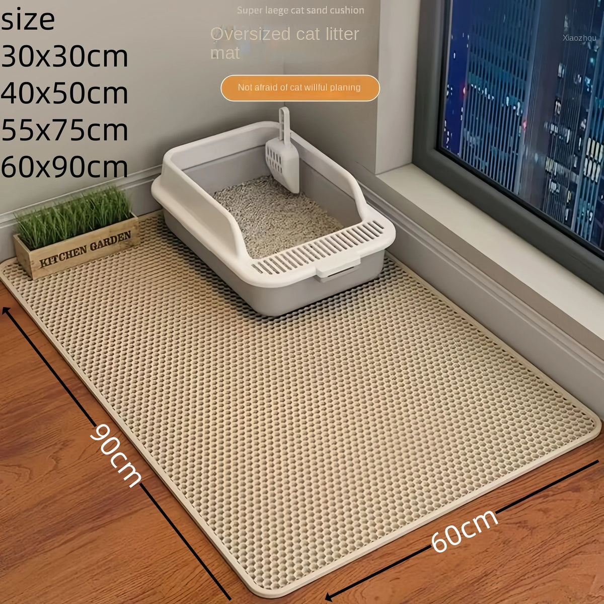 Large Size Cat Litter Mat Double Layer Waterproof Pet Litter Box Mat Non-Slip Sand Cat Pad Washable Cat Litter Mat Pet Supplies