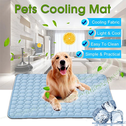 Cooling Mat for Pets - Moisture-Resistant Ice Silk Mattress Cushion for Dogs and Cats, Available in Five Sizes
