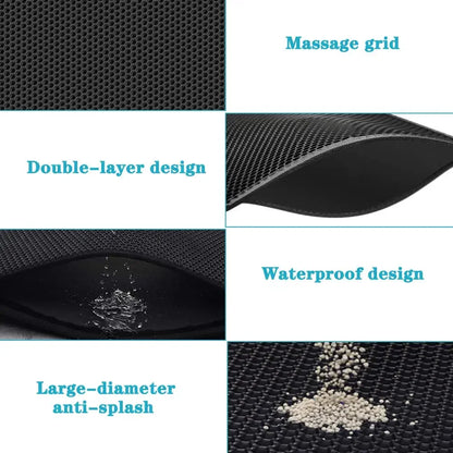 Double Layer Waterproof Cat Litter Mat with Non-Slip Design - Washable Pet Litter Box Pad and Cleaning Mat