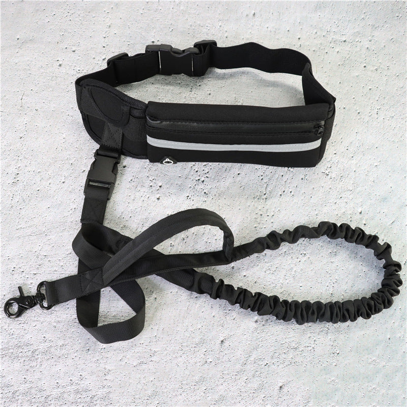 Hands-Free Dog Leash and Training Belt with Shock-Absorbing Bungee for Large Dogs Up to 180 lbs, Featuring Phone Pocket and Water Bottle Holder
