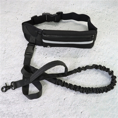 Hands-Free Dog Leash and Training Belt with Shock-Absorbing Bungee for Large Dogs Up to 180 lbs, Featuring Phone Pocket and Water Bottle Holder